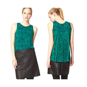 LOFT Sleeveless Floral Print Pleated Top